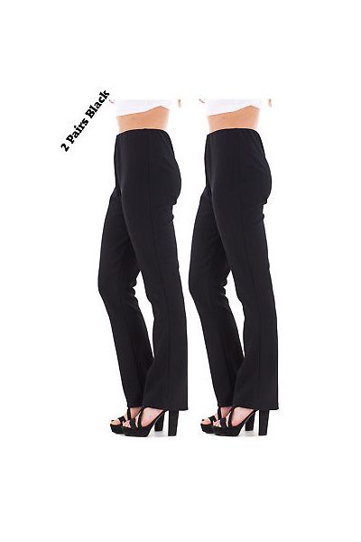 Womens Black Stretch Bootleg Trousers  