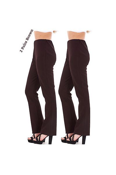 Womens Brown Stretch Bootleg Trousers  