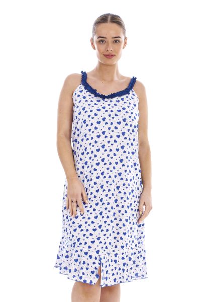 Sleeveless Cotton Nighty Heart Print