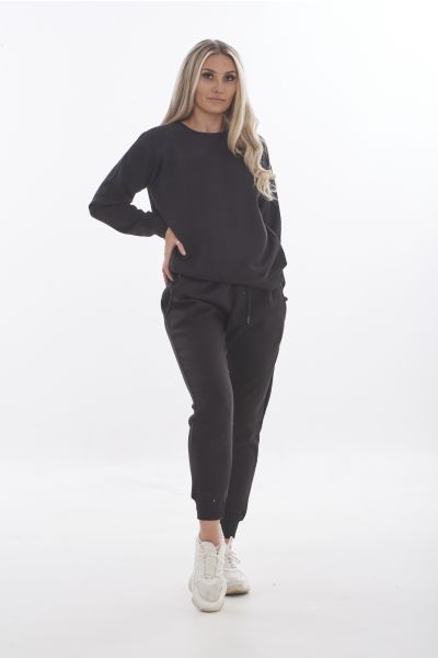 Ladies Solid Sweatshirt-Joggers Set