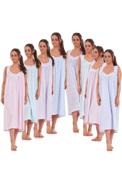 Thick Strap V Neck Nightgown Cotton  
