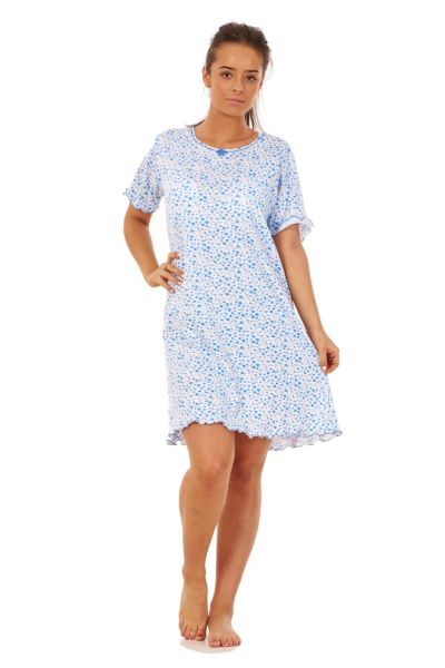 Ladies Short Cotton Nightdress Floral  