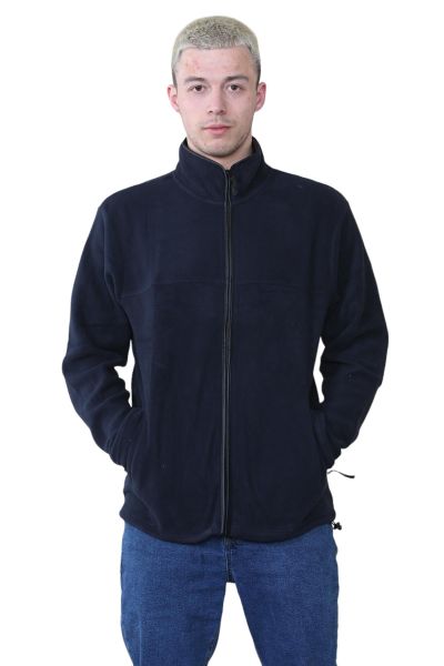 Men's Fleece Full Zip Jacket Jumper in Navy, Size L