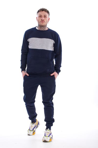 Mens Tracksuit Set Jumper and Joggers Two Piece Outfit Gym Fitness Casual Wear