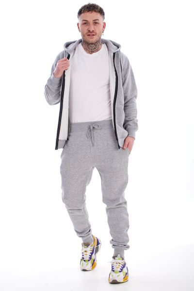 Mens Black Tracksuit Set Zip Hoodie Joggers Cotton Fleece Casual Gym Lounge S-XL  