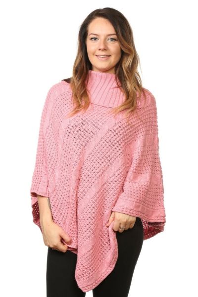 Womens Plus Size Cable Knit Poncho  