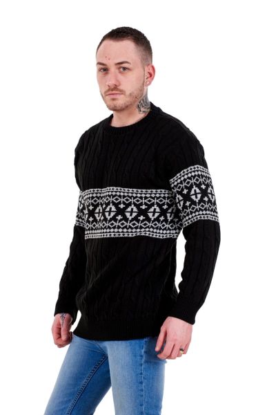 Jacquard Knit Sweater Men Long Sleeve  