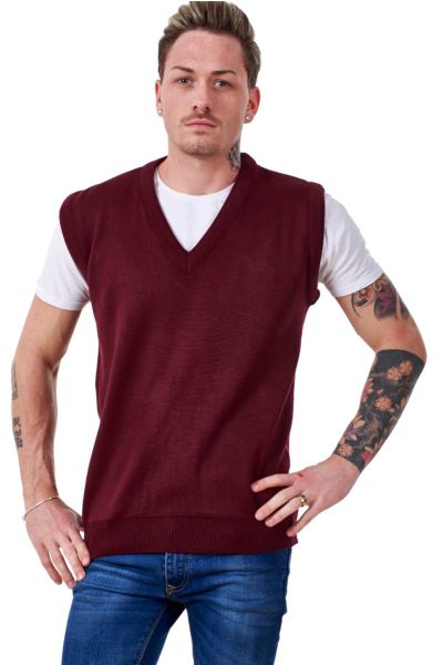 Mens V Neck Sleeveless Sweater Knit  