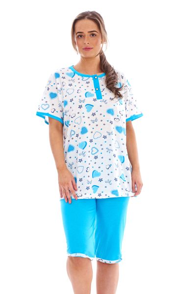Ladies Capri Pyjama Set Heart Print